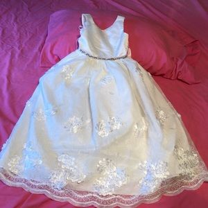 Ivory little girls flower girl dress, 4